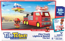 Tiletown Tile Town - Fire Truck, Magnetic Building and Play Set with Light and Sound (90314)