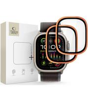 Oranžiniai apsauginiai grūdinti stiklai Apple Watch Ultra 1 / 2 / 3 (49 mm) laikrodžiui "Tech-Protect Glass Ring 2-Pack"