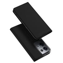Dux Ducis Skin Pro dėklas Oppo Reno 8 Pro apverčiamas su kortelių kišeniu, stoveliu juodas