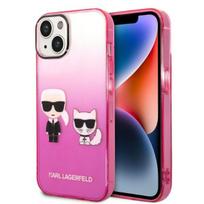 Karl Lagerfeld Gradient Ikonik Karl&Choupette dėklas iPhone 14 Plus - Rožinis