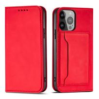 Magnetinė kortelės dėklas Samsung Galaxy S23+ flip dangteliui piniginei raudonas