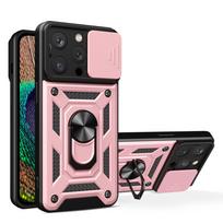 Hibridinė Armor Camshield dėklas su laikikliu ir kameros apsauga iPhone 15 Pro - rožinis