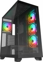 Rampage Hydra V1 PC Case 4x USB C/USB A ARGB Fan + Hub, Black | HYDRAV1-BLACK | 8680096129582