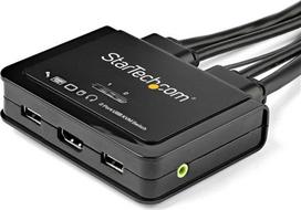 STARTECH.COM 2 Port HDMI KVM  with 4 Foot Built-In Cables - OS Independent - Support for 3.5mm Audio - USB 4K 60Hz | S55058820 | 0065030882163