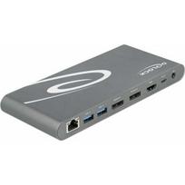 D DeLOCK Dockingstation 2xDisplayPort/HDMI/3xUSB3.2/RJ45 Ethernet/Audio/2xUSB-C Grey | 87772 | 4043619877720