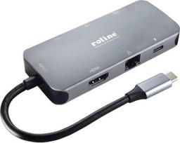 Roline Wieloportowa stacja dokująca USB 3.2 Gen 2 typu C, 4K HDMI, LAN | 12.02.1121 | 7630049621442