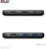 Club 3D 8-1 Tragbare USB Type-C® Dock 10Gbit/s auf HDMI™ und DisplayPort™ 8K30Hz PD | CSV-2551 | 8719214473488