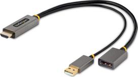 Adapter AV StarTech HDMI - DisplayPort + USB-A srebrny (128-HDMI-DISPLAYPORT) | 128-HDMI-DISPLAYPORT | 065030897143