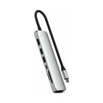 Satechi 7-in-1 USB-C Slim Multiport Ethernet Adapter (USB-C PD, 2x USB-A, HDMI 4K, Ethernet, micro/SD card reader) (Silver) | ST-P7SS | 810086361502