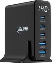 charger Manhattan InLine® USB PD Netzteil, GaN Ladegerät, 5-Port, USB-C + USB-A, 140W, mit Display | 4043718334186 | 4043718334186