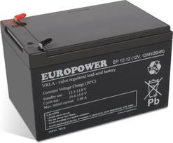 Europower Akumulator 12V 12Ah AGM Europower EP12-12 | EP12-12 | 5902367800123