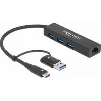 Delock 3 Port USB 3.2Gen1 Hub Gigabit LAN USB Typ-C o. Typ-A | 64149 | 4043619641499