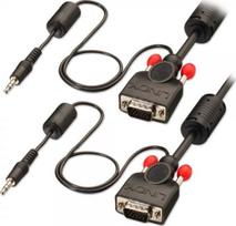 Kabel Lindy D-Sub (VGA) - D-Sub (VGA) + Jack 3.5mm 10m Black (37303) | 37303 | 4002888373036