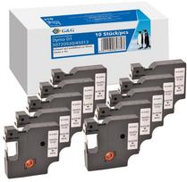 G&G 10x G&G Schriftband 12mm x 7m sw Komp m. Dymo D1/ 45013/ S0720530 | RL-D-45013P-BK/WT-12MM7M-10P | 6941881284964