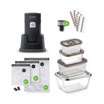 Caso Professional Hand Vacuum Sealer with Accessories | Vacu OneTouch Pro Set | Power 20 W | Black | 01336 | 4038437013368
