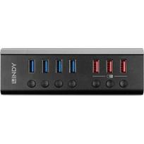 Lindy 4 Port USB 3.0 Hub z 3 portami szybkiego ładowania | 43371 | 4002888433716
