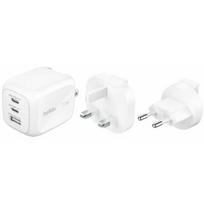 charger Belkin charger 70W GaN, 2x USB-C, USB-A, podróżna (EU, US, UK), White | WCH018HQWH | 0745883918454
