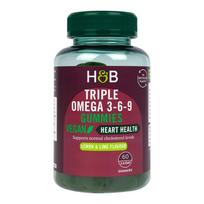 H&B VEGAN TRIPLE omega 3-6-9 rūgštys, 60 guminukų