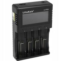 Liitokala Lii-PD4 akumuliatorių kroviklis su LCD ekranu ir 4-kanalų krovimo indikacija.