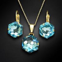 Papuošalų rinkinys moterims DiamondSky "Fantasy (Aquamarine)" su Swarovski kristalais