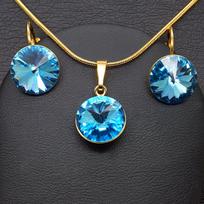 Papuošalų rinkinys moterims DiamondSky Clarice II (Aquamarine Blue) su Swarovski kristalais