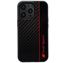 Audi Anglies Pluošto Juosta iPhone 13 Pro Max 6.7" juoda/juoda kietas dėklas AUS-TPUPCIP13PM-R8/D1-BK