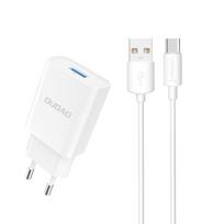Dudao A4EU USB-A 2.1A sieninis įkroviklis - baltas + USB-A - USB-C laidas