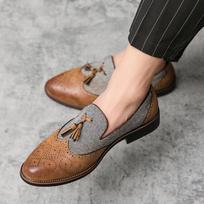 Fashion Luxurious Mens Slip-On Casual Shoes Fashion Tassel Men's Shoes Men Loafers Male Dress Brock Carving Shoes Office Designer Shoes 38 ruda