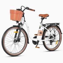 Elektrinis dviratis DYU C6 Pro 26  250W variklis Miesto Ebike 15.6AH Maksimalus nuotolis 80Km Apkrova 120Kg Baltas 36V 15.6AH balta