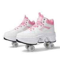 Kids Roller Skate Shoes Parkour Boys Girls 4 Wheels Detachable Casual Running Fashion Deformation Outdoor Skating Shoes 41