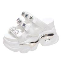 Summer Women Slippers Flip-Flops Ladies Beach Bling Chunky Shoes Wedge Heels Outside Sandals Woman High Platform Slippers 10.5CM 34