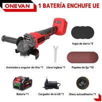 ONEVAN 125MM Akumuliatorinis kampinis šlifuoklis 2in1 poliravimui M14 Pjovimo diskas Metalui, Medienai Maitinamas įrankis Makita 18V Akumuliatoriui Pin 1 Battery 1EU Plug