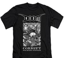Doom - Corrupt fu*king system T-Shirt, Music Indie Rock Punk  Gothic Unisex tee S