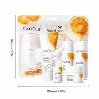 Vitaminas C Šviesinantis Kelioninis Rinkinys 5 vnt. Rinkinys su Drėkinamuoju Kremu, Esencija, Toniku, Prausikliu Odos Priežiūrai Keliaujant 1