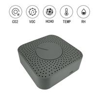 Tuya ZigBee Pažangus oro kokybės monitorius 5-in-1 Oro prižiūrėtojas HCHO CO2 VOC Temperatūros drėgmės detektorius Palaikymas pilka