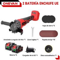 ONEVAN 125MM Akumuliatorinis kampinis šlifuoklis 2in1 poliravimui M14 Pjovimo diskas Metalui, Medienai Maitinamas įrankis Makita 18V Akumuliatoriui Pin 2 Battery 1EU Plug