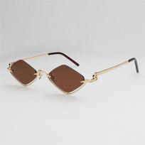 Cool Diamond-Shaped Women's Sunglasses Small Hip Hop Half Frame Sun Glasses Metal Narrow Eyewear for Women Men