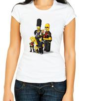Funny Simpson family The Simpsons, W/B  Women's 3/4 Short Sleeve T-Shirt H507 S