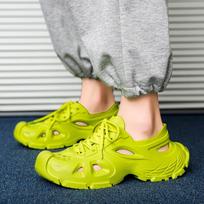 Men Beach Clogs 2025 Summer Soften Garden Clogs For Women Plain Sandals Comfortable Casual Lace Shoes Unisex 36 žalia
