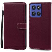 Skirta Motorola G56 5G dėklas-piniginė Odinis atverčiamas dangtelis Skirta Motorola Moto G56 dėklas Moto G66j G66y dėklas Capa Piniginė Coque Fundas G56 5G (G66j) (G66Y) vyno raudonos spalvos