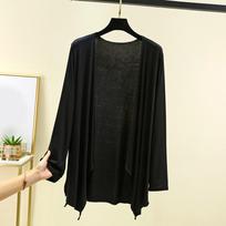 Moteriškas vasarinis ilgomis rankovėmis megztukas, oversized viršutinis drabužis ir plonas šalis-striukė XXL juoda