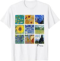 Van Gogh Paintings, Sunflowers, Starry Night T-Shirt 4XL