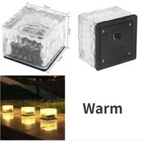 3000LM ledo kubo saulės šviestuvai lauko vejos lempa LED saulės plytų šviesa vandeniui atspari laiptų lempa kiemo kraštovaizdžio sodo dekoravimui Warm White-1PCS
