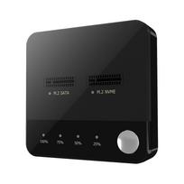 M.2 NVME SATA Dvigubas M.2 NVME SATA SSD Klonavimo įrankis Dvi lizdai Autonominis Klonavimas Be įrankių M.2 SSD Dėklas M.2 USB C Adapteris juoda