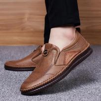 Man Retro Penny Handmade Loafer Genuine Cow Leather Non-Slip Soft Classic Shoes Sewing Comfortable Casual Slip-on Zapatillas 38 chaki