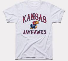 Kansas Jayhawks Logotipo Marškinėliai Balti Trumpomis Rankovėmis Visų Dydžių JJ4665 4XL