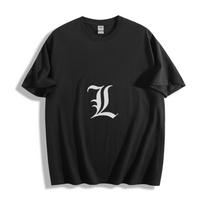 Death Note L Logotipo Marškinėliai - Minimalistinis Anime Unisex Marškinėliai S