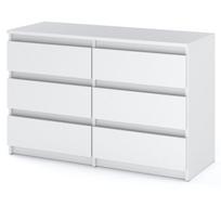 Komoda Hurtownia-Mebli, Balta, 100 cm, Su 6 stalčiais moderni talpi TV spintelė miegamasis