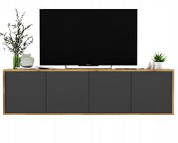 Pakabinama TV Spintelė Meble Lindner Loft Ąžuolas Wotan Grafito Matinė 150 cm, 150 x 39 x 35