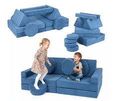 VELINDA Daugiafunkcinė modulinė sofa vaikams iš putplasčio blokų - mėlyna